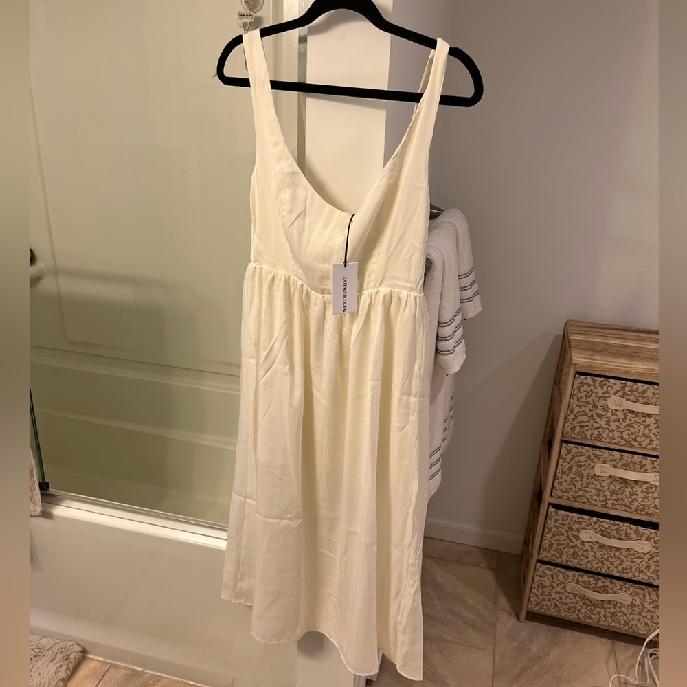Corset Midi Dress in Whisper White